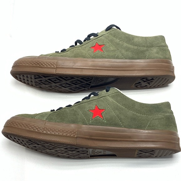 🛑SOLD🛑Mens Converse 10.5 Suede Green W Red - Picture 3 of 6